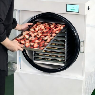 Elektrikli ısıtma yöntemini kullanan orta boy ev tipi dondurarak kurutma makinesi, enerji tasarrufu sağlar ve partiler arasında tutarlı kurutma sağlar